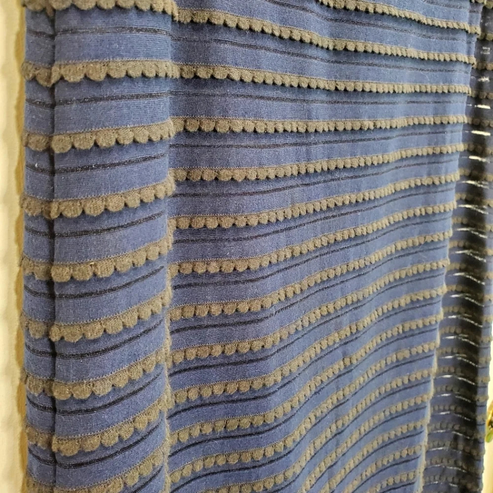 Sophie Max Vanessa Navy Rippled Long Skirt Sz M - Picture 7 of 8